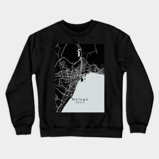 Malaga Spain City Map dark Crewneck Sweatshirt